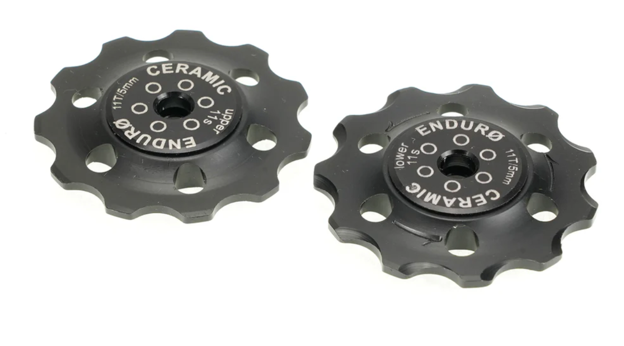 11 tooth, Zero Ceramic Hybrid Bearing, Machined Delrin Derailleur Pulleys for 11sp Shimano Derailleurs (5mm bolt hole) - Black