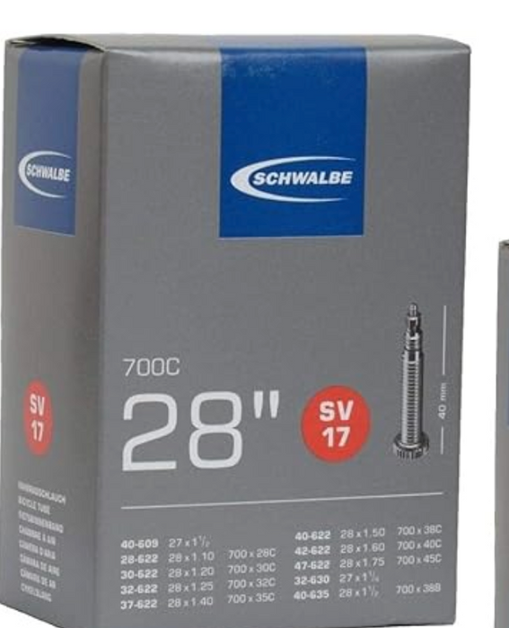 Schwalbe SV17 Inner Tubes 700 x 28-45c / 28" 27", Presta 40mm Valve (2 Pack)