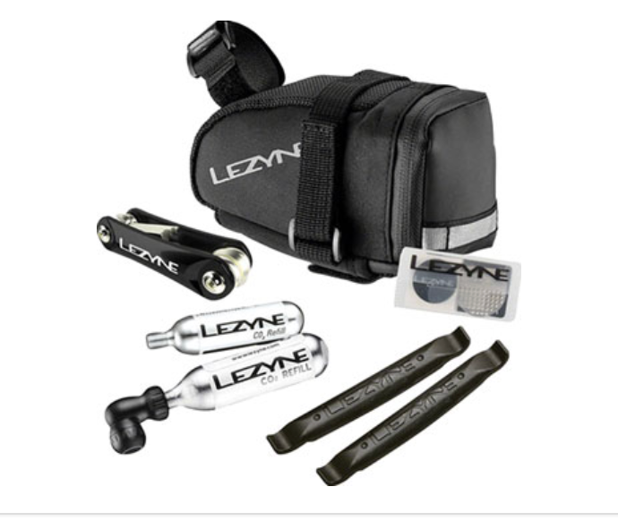 Lezyne M-Caddy Seat Bag with Twin Speed Drive 16g CO2, Rap6 Tool, SmartKit, and Composite Matrix Tire Levers: Black