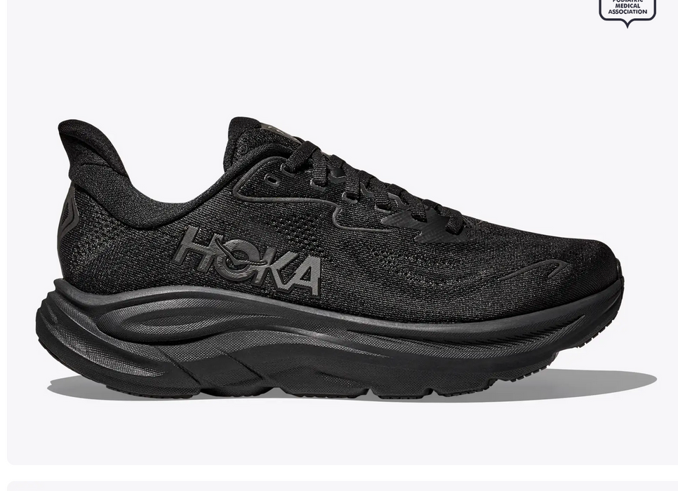 Hoka Black/Black Cliftons Mens