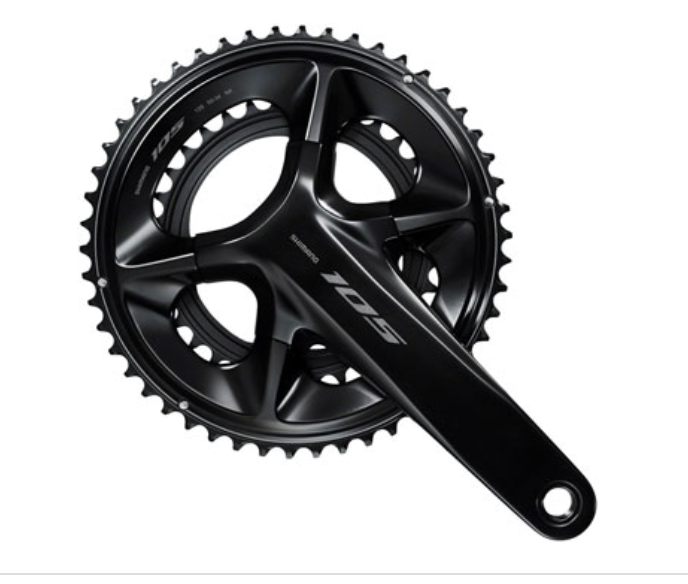 Shimano 105 FC-R7100 Crankset - 160mm, 12-Speed, 50/34t, 110 Asymmetric BCD, Hollowtech II Spindle Interface, Black
